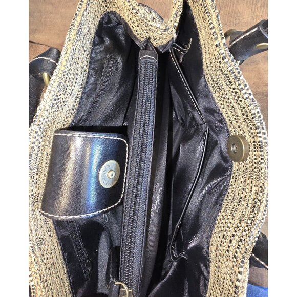 Fossil Tweed Bag Black/Brown Purse Detachable Shoulder Strap Included authentic - Picture 8 of 11